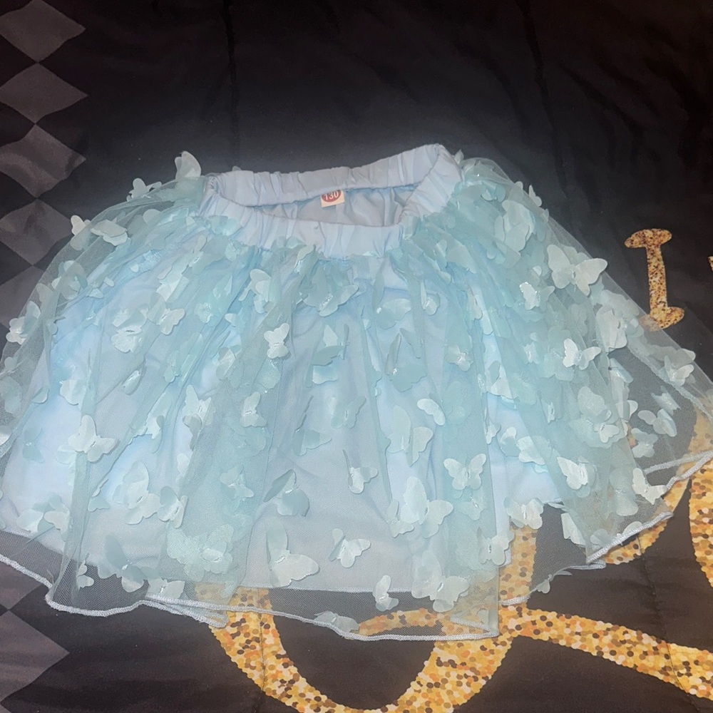 Light Blue Butterfly Embellished Skirt